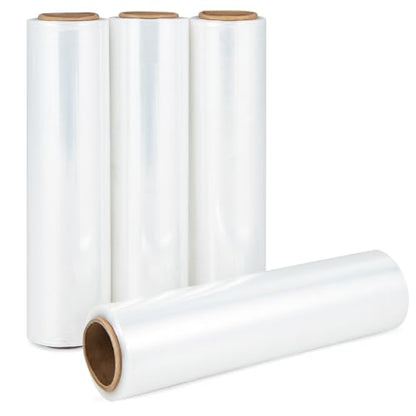 18" x 1500 ft Stretch Film, 60 Gauge Heavy Duty Shrink Film Stretch Wrap, 4 Pack Shrink Wrap Roller for Packing, Moving Supplies, Furniture & Pallets - size: 4 Rolls