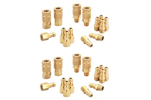 Coupler and Plug Kit (28 Piece), Automotive Type C, 1/4 Inch NPT, Solid Brass Quick Connect Air Fittings Set - size: Coupler and Plug Kit 28 Piece