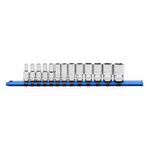 CASOMAN 13PCS 1/4"Drive Mid-Length Socket Set, 6-Point, Mirror Chrome Finish, Metric, 4mm to 15 mm - size: 1/4"Dr., Mid-Length, 4.0 to 15.0mm