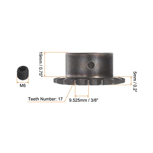 HARFINGTON DIN/ISO 06B Roller Chain Sprocket 17T Pitch 3/8" 18mm Bore A3 Carbon Steel Motor Drive Gear