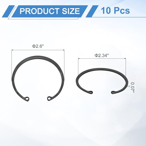 uxcell 10Pcs 2-7/16" (62mm) Internal Retaining Ring Circlip, 65 Mn Spring Steel Internal Circlip Snap Rings C-Clips for Grooved Shafts Studs, Black - size: 2-7/16"(62mm)