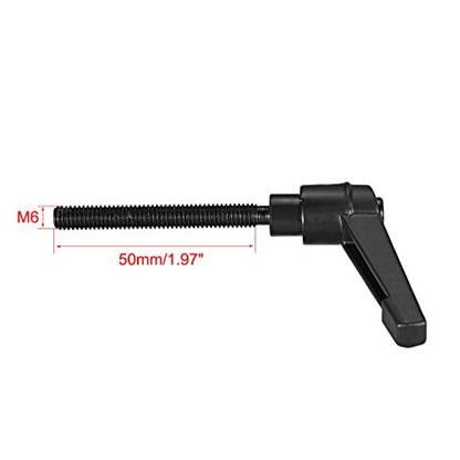 uxcell 2pcs Adjustable Clamping Lever Handle M6 x 50mm Metric Black Oxide Carbon Steel Male Threaded Stud Hand Knobs Rotating Screw Handles Bolts with Locking Lever Black - size: M6 x 50mm