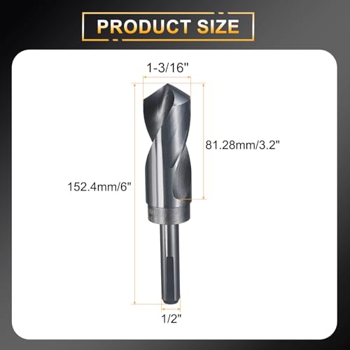 HARFINGTON 1-3/16" Drill Bit 1/2" Reduced Shank 3-Flat 4241 HSS 118° - size: 1-3/16" with 1/2" Shank