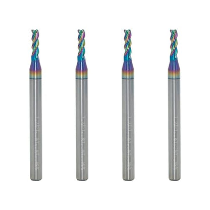 5/64" Carbide Square End Mill, 3 Flute, DLC Coating, 4 Pcs - size: 5/64" (4 Pieces)