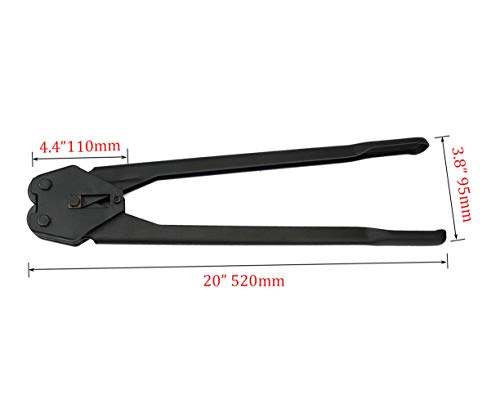 Strapping Sealer for Both Poly & Polyester Strap, Strength Saving Heavy Duty Manual Banding Tool for 1/2" - 3/4" Width Plastic Strap, 20" Long Handle (Black) - color: Black Sealer