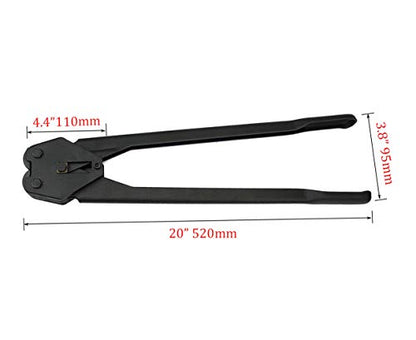 Strapping Sealer for Both Poly & Polyester Strap, Strength Saving Heavy Duty Manual Banding Tool for 1/2" - 3/4" Width Plastic Strap, 20" Long Handle (Black) - color: Black Sealer