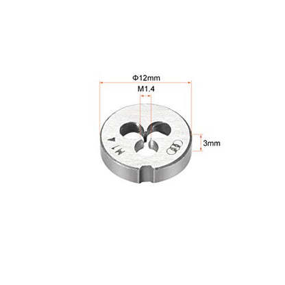 uxcell M1.4 X 0.3 Metric Round Die, Machine Thread Right Hand Threading Die, Alloy Steel Screw Thread Cutting Die