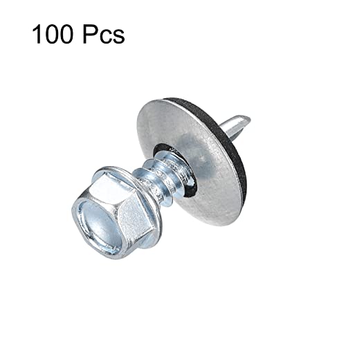 uxcell #12 x 3/4" Self Drilling Screws with Rubber Washer, 100pcs Zinc Plated Steel Roofing Screws Hex Head Self Tapping Screws with EPDM Washer for Metal to Metal - size: #12 x 3/4"