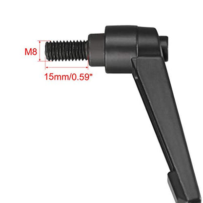 uxcell M8 x 15mm Handle Adjustable Clamping Lever Thread Push Button Ratchet Male Threaded Stud Knobs Locking Rotating Screw Handles Quick Release Bolt Black 2pcs - size: M8x15mm