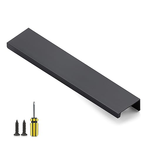 Ravinte 1 Pack Finger Pulls for Cabinets 200mm/7.87" Length Black Pulls - size: 200mm/7.87" Overall Length