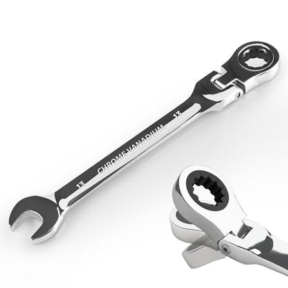 Egofine 13mm Ratchet Wrench Flex Head, Ratcheting Combination Wrench Metric, Industrial Grade Gear Spanner with 12 Point Box End, 72-Teeth Ratchet, Chrome Vanadium Steel - style: 13mm
