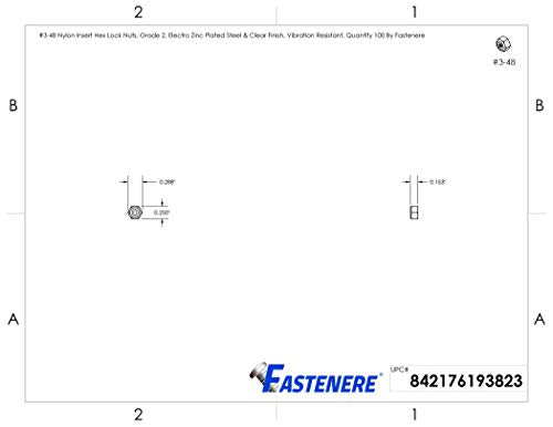 Fastenere Nylon Insert Hex Lock Nuts #3-48 Grade 2 Zinc, Clear Finish, Vibration-Resistant, Durable Hardware Nuts for Secure Fastening, Locking Nut, (100-Pack) - size: #3-48 (100 Pack)