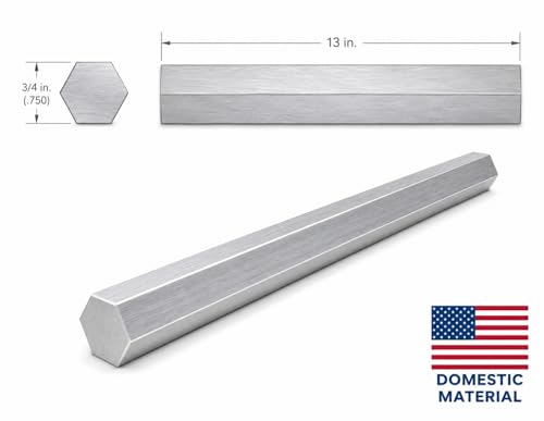 6061 Hex USA Aluminum Solid Bar - Extruded Lathe Stock, 13" Length, US Material (3/4") - size: 3/4"