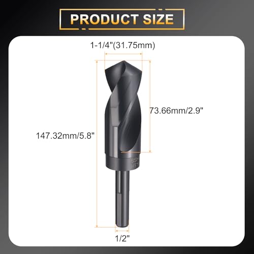 HARFINGTON 1-1/4" Drill Bit 1/2" Reduced Shank 3-Flat 4241 HSS 118° - size: 1-1/4" with 1/2" Shank