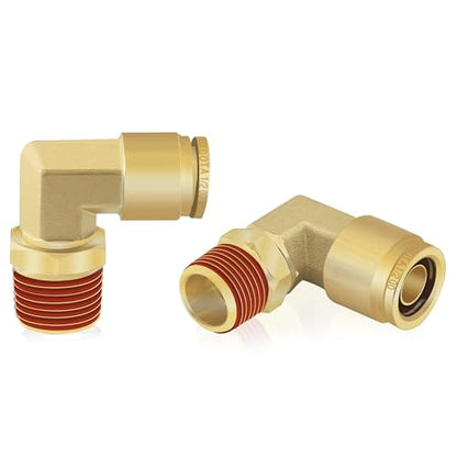 2 PCS DOT Quick Connect Air Fittings 1/2" Tube OD X 1/2" NPT Elbow - size: 1/2" Tube OD x 1/2" NPT - 2 PCS