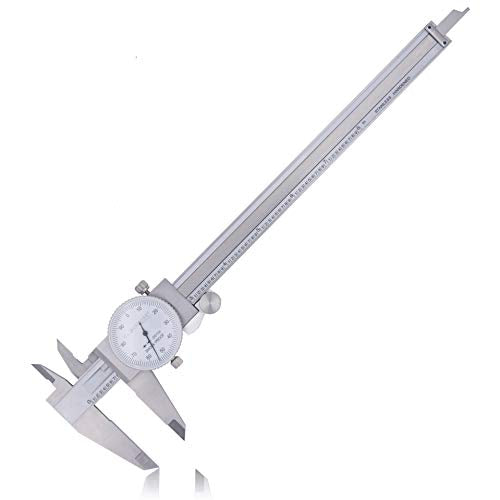 Clockwise Tools DDLR-0805 Pro Dial Caliper 0-8 Inch Double Shock Proof Stainless Steel Body SAE Measuring Tool