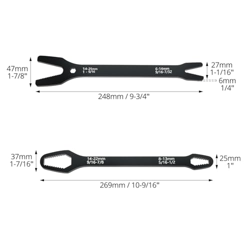 QWORK Universal Wrench Set - Multi-functional SAE & Metric, 38 Sizes in 2 Pieces