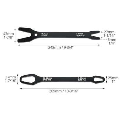 QWORK Universal Wrench Set - Multi-functional SAE & Metric, 38 Sizes in 2 Pieces