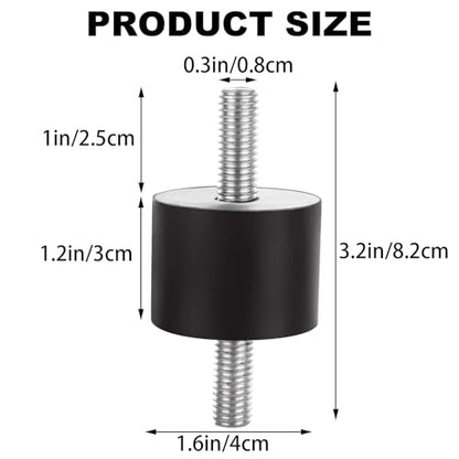 ABuff 8 Pack M10 Rubber Isolator Mounts Double Studs Shock Absorber Anti Vibration Isolator Mounts, 40x30mm Cylindrical Vibration Generator Isolation Mount for Air Compressors Garage Motor Engines