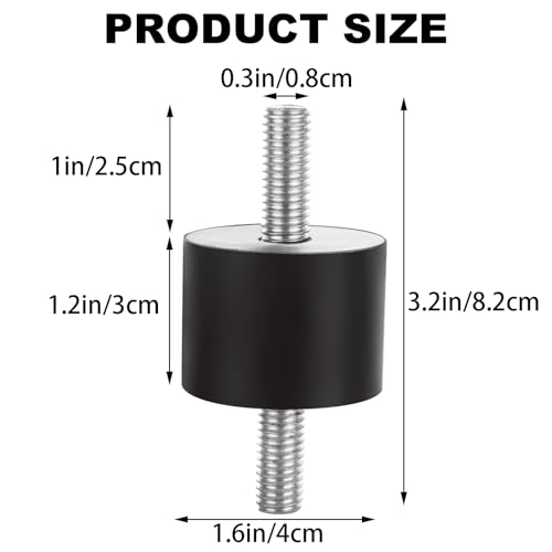 ABuff 8 Pack M10 Rubber Isolator Mounts Double Studs Shock Absorber Anti Vibration Isolator Mounts, 40x30mm Cylindrical Vibration Generator Isolation Mount for Air Compressors Garage Motor Engines