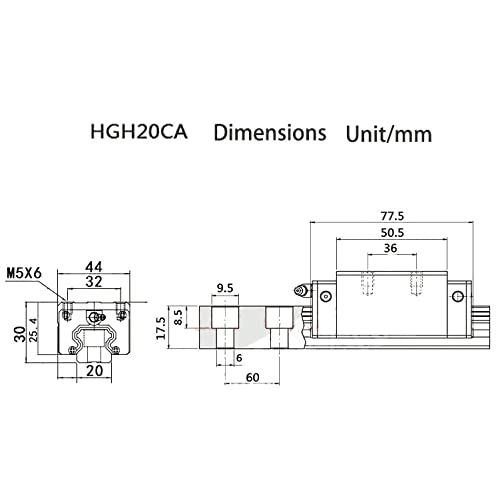 HGH20CA Bearing Blocks Slider, for HGR20 Linear Slide Rail, HGH20 CA Linear Guide Slider CNC Parts for Linear Rails
