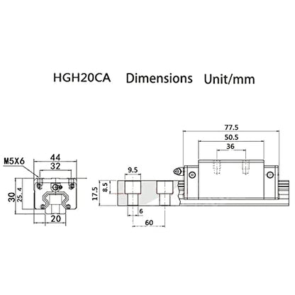 HGH20CA Bearing Blocks Slider, for HGR20 Linear Slide Rail, HGH20 CA Linear Guide Slider CNC Parts for Linear Rails