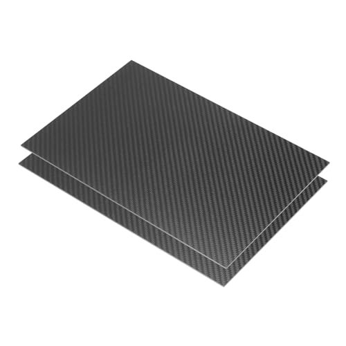 MECCANIXITY 2 Pcs 3K Carbon Fiber Plate Panel Sheets, 300 x 200 x 2mm Carbon Fiber Board Plate Flexible for RC Aircraft, Model Car, Auto Parts (Twill Matte) - size: 300 x 200 x 2mm