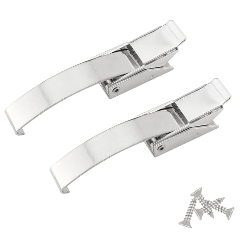 2PCS Large 304 Stainless Steel Draw Toggle Latch Spring Toggle Lock Buckle Spring-Steel Hook with Screws - size: L(98mm)