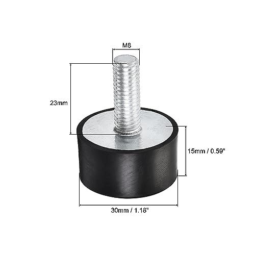 uxcell M8 Rubber Mounts, 4pcs Male Thread Vibration Isolator Shock Absorber, for Garage Motor Air Compressor Car Boat Bobbins, D30mmxH15mm - size: M8xD30mmxH15mm