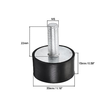 uxcell M8 Rubber Mounts, 4pcs Male Thread Vibration Isolator Shock Absorber, for Garage Motor Air Compressor Car Boat Bobbins, D30mmxH15mm - size: M8xD30mmxH15mm