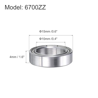 uxcell 6700ZZ Deep-Groove Ball Bearings for Rollers, 10mm x 15mm x 4mm Seal Bearings with Fiber Gloves, Double Metal Sealed Bearing Steel Skateboard Bearings 10Pcs - size: 6700ZZ