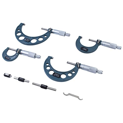 4-Pack Outside Micrometer Set 0-4In Precision Machinist Tools W/Carbide Tips and Ratchet Stop - size: 0-4In