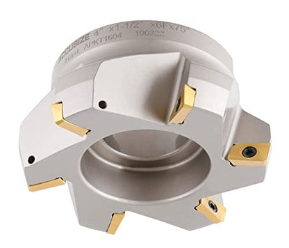 Accusize Industrial Tools 75 Degree Indexable Face Mill with 6 Pcs Apkt1604 Carbide Inserts, 4'' Cutting Diameter by 1-1/2'' Arbor Hole, 0028-2603 - size: 4"