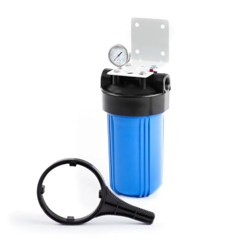 Aquaboon 10x4.5 Whole House Water Filter Housing | NSF Certified Water Filter Canister for Filtration System w/ Gauge & Release, Wrench, Bracket 1"NPT - color: 10 Inch, size: Empty Canister (No Filter)