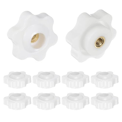 HARFINGTON 10pcs Star Knobs M4 Female Thread 25mm Head Plastic Through Hole Brass Screw-in Clamping Handles Threaded Hand Knobs, White - color: White, size: M4 x 25mm