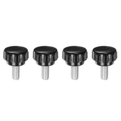 uxcell 4pcs Knurled Clamping Knobs M8 x 16mm Metric Zinc Plated Carbon Steel Male Thread Thumb Screw on Type 30mm Plastic Round Head Threaded Hand Bolt Stud Knobs Black - size: M8 x 16mm x 30mm