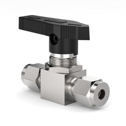 1PCS 304 Stainless Steel Compression Valve, 1/4" Tube OD x 1/4" Tube OD Straight Adapter for water/oil/air systems. - size: 1/4" OD (Valve)