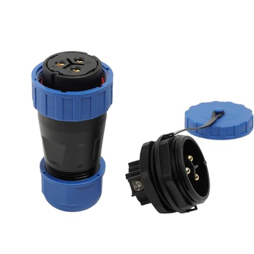 TY28 3 Pin Electrical Connector, Aviation Waterproof, Screw-Crimp, Power 45A 380V, Panel Mount Male Socket, Female Cable Plug for Outdoor Automotive - color: Panel Mount, size: 3 Pin 45A