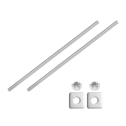 uxcell 3/8"-16 UNC Fully All Threaded Rod, 2 Pcs 304 Stainless Steel Long Threaded Screw 11.8" Length Right Hand Threads with Square Washers for Furniture Mounting Assembly Fastening - size: 11.8"