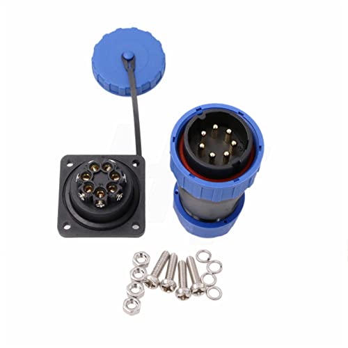 TY28 7 Pin 25A Male Female Aviation Waterproof Connector Cable Plug Socket Screw-Crimp Solder-Free Quick-Disconnect for 380V Power Device DIY Boat Surfboard - color: Screw Mount, size: 7 Pin 25A