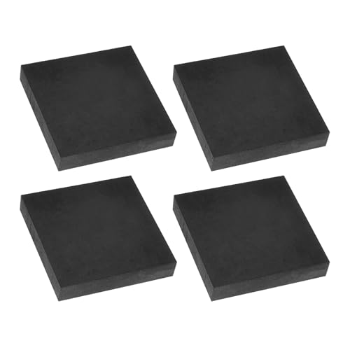 PATIKIL Rubber Solid Anti-Vibration Pads, 4 Pcs 80mm x 15mm Thick Rubber Square Washers Multi-Purpose Gasket Pad Bushings Spacer for HVAC Compressor Air Conditioner, Black - size: 80mm x 15mm Thick