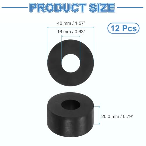uxcell 12Pcs Rubber Vibration Isolation Washers 40mm OD x 16mm ID x 20mm T - size: 40mm OD x 16mm ID x 20mm Thick