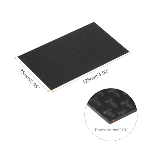 MECCANIXITY 1 Pcs Carbon Fiber Sheet 125x75x1mm Glossy Surface Pultruded Flat Carbon Fiber Board Plate Plain Weave Panel Sheet for Kites RC Airplane - size: 125x75x1mm, style: Glossy