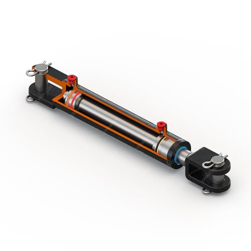 Welded Clevis Cylinder for Double Acting - Double Acting Hydraulic Cylinder, 2.5" Bore, 28" Stroke, Inline Ports, Parallel to pin