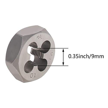 Utoolmart Hex Rethreading Die, M9 x 1.0 Pitch, Carbon Steel Thread Die, Hex Rethreading Die Machine Thread Die, Hexagon Taper Pipe Die, 1 Pcs - size: M9×1.0 Fine Teeth
