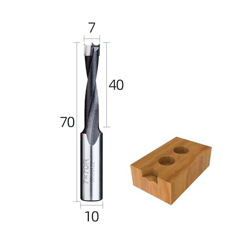 HUHAO 7mm Carbide Tipped Brad Point Boring Bit, Right Hand Dowel Drill Bits - size: 7mm Dia x 70mm Long x 10mm Shank R