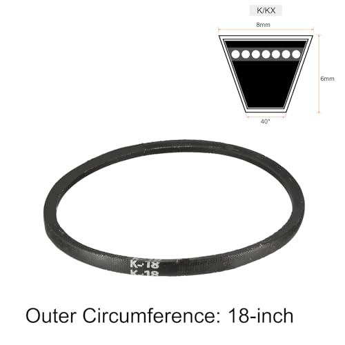 uxcell K-18 V Belt Machine Transmission Rubber, Black Replacement Drive Belt 18 inch Pitch Girth 8mm Width 6mm Height JIS Standard - size: 18"