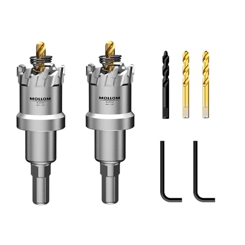 Mollom 1-1/8" (29mm) 2Pcs Heavy Duty Carbide Hole Saw with 3 Pilot bit - size: 29mm | 1-1/8" - 2PCS