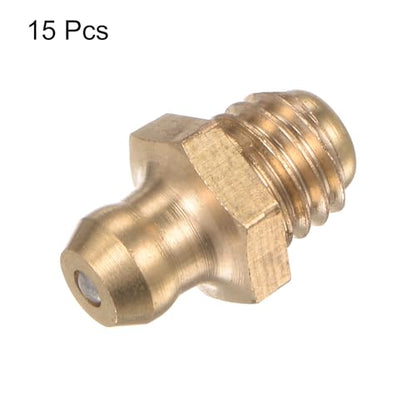 HARFINGTON 15pcs Brass Straight Grease Fitting M8x1.25mm Metric Thread Hydraulic Grease Nipple Accessories for Car - size: M8x1.25