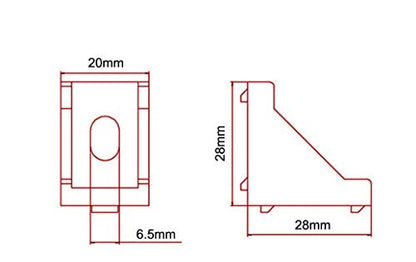 20PCS Extruded Aluminum Profile 2028 Corner Bracket Right Angle with Screws for 6mm Slot Aluminum Extrusion Profile 2020 Series (2028-Black-20 with Screws) - style: 2028-Black-20 with screws